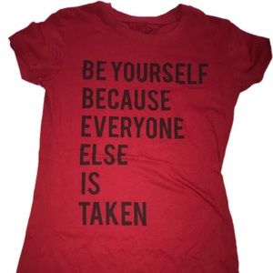 Rue 21 Red and Black Graphic Tee